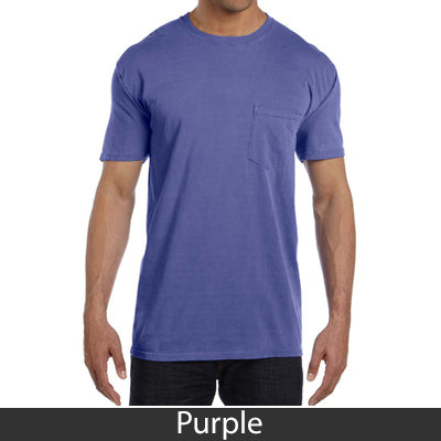 Sorority Bid Day Pack - Greek T-Shirt with Patriotic Heart Pocket and 3 pack of Greek Patriotic Heart Sticker- Comfort Colors 6030 - DIG