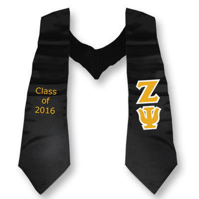 Zeta Psi Graduation Stole, 3-inch Twill Letters - TWILL