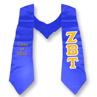 Zeta Beta Tau Graduation Stole, 3-inch Twill Letters - TWILL