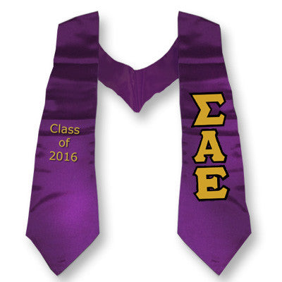 Sigma Alpha Epsilon Graduation Stole, 3-inch Twill Letters - TWILL