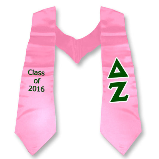 Delta Zeta Graduation Stole, 3-inch Twill Letters - TWILL