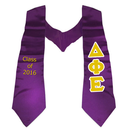 Delta Phi Epsilon Graduation Stole, 3-inch Twill Letters - TWILL