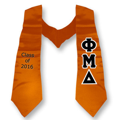 Phi Mu Delta Graduation Stole, 3-inch Twill Letters - TWILL