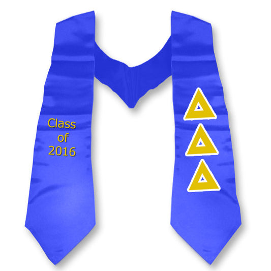 Delta Delta Delta Graduation Stole, 3-inch Twill Letters - TWILL