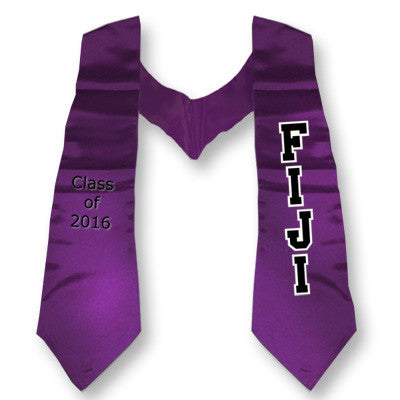 FIJI Graduation Stole, 3-inch Twill Letters - TWILL