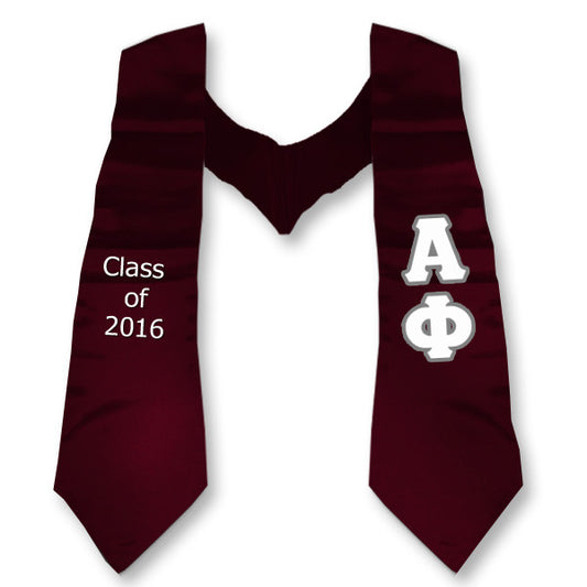 Alpha Phi Graduation Stole, 3-inch Twill Letters - TWILL