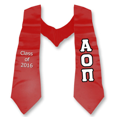 Alpha Omicron Pi Graduation Stole with Twill Letters - TWILL