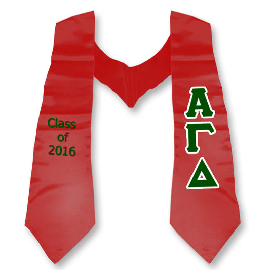 Alpha Gamma Delta Graduation Stole, 3-inch Twill Letters - TWILL