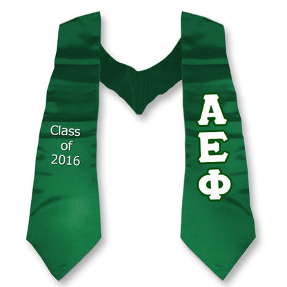 Alpha Epsilon Phi Graduation Stole, 3-inch Twill Letters - TWILL