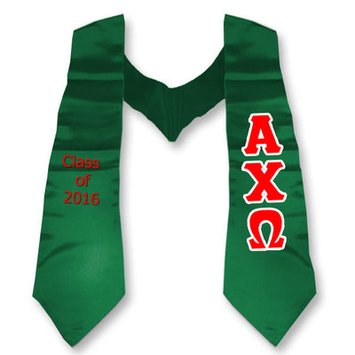 Alpha Chi Omega Graduation Stole with Twill Letters - TWILL