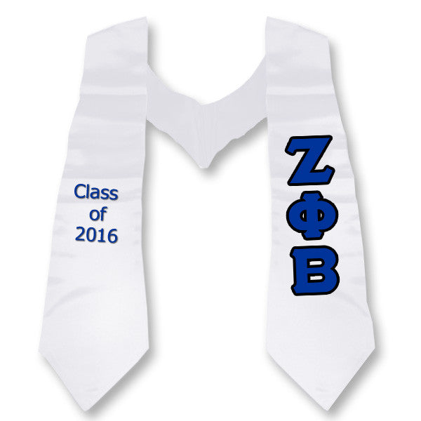 Zeta Phi Beta Graduation Stole, 3-inch Twill Letters - TWILL