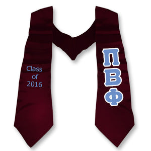 Pi Beta Phi Graduation Stole with Twill Letters - TWILL