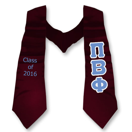Pi Beta Phi Graduation Stole, 3-inch Twill Letters - TWILL
