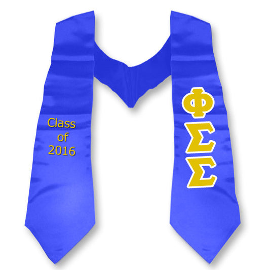 Phi Sigma Sigma Graduation Stole, 3-inch Twill Letters - TWILL