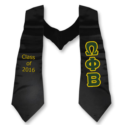 Omega Phi Beta Graduation Stole with Twill Letters - TWILL