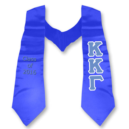 Kappa Kappa Gamma Graduation Stole, 3-inch Twill Letters - TWILL