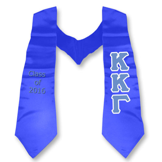 Kappa Kappa Gamma Graduation Stole, 3-inch Twill Letters - TWILL