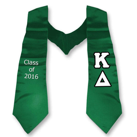Kappa Delta Graduation Stole, 3-inch Twill Letters - TWILL