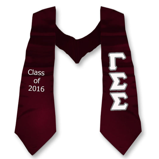 Gamma Sigma Sigma Graduation Stole, 3-inch Twill Letters - TWILL