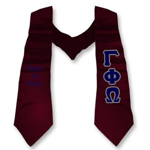Gamma Phi Omega Graduation Stole with Twill Letters - TWILL