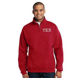 Tau Kappa Epsilon Quarter-Zip Sweatshirt, 2-Color Greek Letters - 995M - EMB
