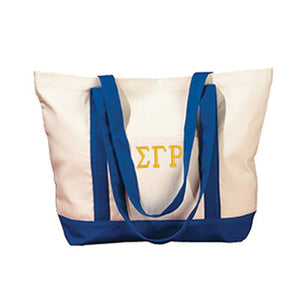 Sigma Gamma Rho Canvas Boat Tote, 1-Color Greek Letters - BE004 - EMB