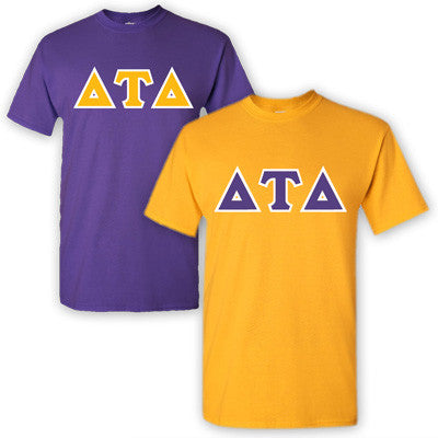 Delta Tau Delta Lettered T-Shirt, 2-Pack Bundle Deal - TWILL
