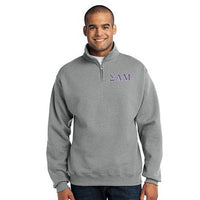 Sigma Alpha Mu Fraternity Embroidered Quarter-Zip Pullover - Jerzees 995M - EMB