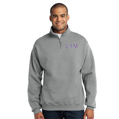 Sigma Alpha Mu Quarter-Zip Sweatshirt, 2-Color Greek Letters - 995M - EMB