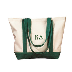 Kappa Delta Canvas Boat Tote, 1-Color Greek Letters - BE004 - EMB
