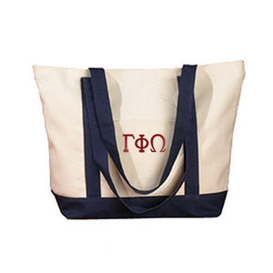 Gamma Phi Omega Canvas Boat Tote, 1-Color Greek Letters - BE004 - EMB