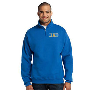 Pi Kappa Phi Quarter-Zip Sweatshirt, 2-Color Greek Letters - 995M - EMB