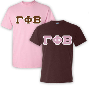 Gamma Phi Beta Lettered T-Shirt, 2-Pack Bundle Deal - G500 (2) - TWILL