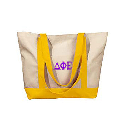 Delta Phi Epsilon Canvas Boat Tote, 1-Color Greek Letters - BE004 - EMB