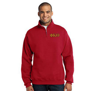 Phi Kappa Theta Quarter-Zip Sweatshirt, 2-Color Greek Letters - 995M - EMB