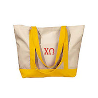 Chi Omega Canvas Boat Tote, 1-Color Greek Letters - BE004 - EMB