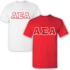 Alpha Sigma Alpha Lettered T-Shirt, 2-Pack Bundle Deal - G500 (2) - TWILL