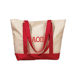 Alpha Omicron Pi Canvas Boat Tote, 1-Color Greek Letters - BE004 - EMB