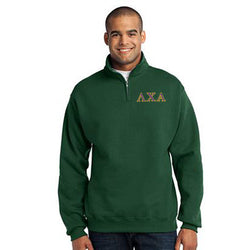 Lambda Chi Alpha Quarter-Zip Sweatshirt, 2-Color Greek Letters - 995M - EMB