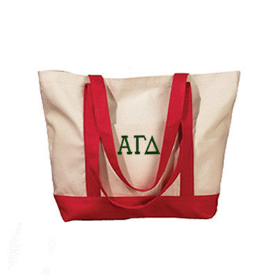 Alpha Gamma Delta Canvas Boat Tote, 1-Color Greek Letters - BE004 - EMB