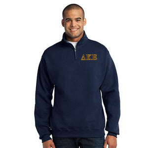 Delta Kappa Epsilon Quarter-Zip Sweatshirt, 2-Color Greek Letters - 995M - EMB