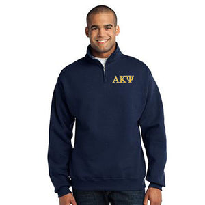 Alpha Kappa Psi Quarter-Zip Sweatshirt, 2-Color Greek Letters - 995M - EMB