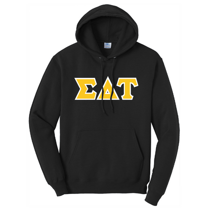Greek Fleece Pullover Hooded Sweatshirt, Sewn-On Greek Letters - Limited Supply - TWILL