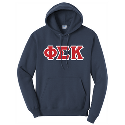 Greek Fleece Pullover Hooded Sweatshirt, Sewn-On Greek Letters - Limited Supply - TWILL