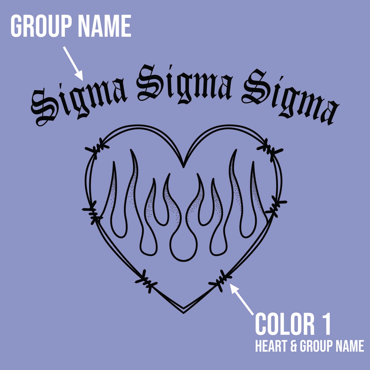 Printed Flame Heart Design - DTG