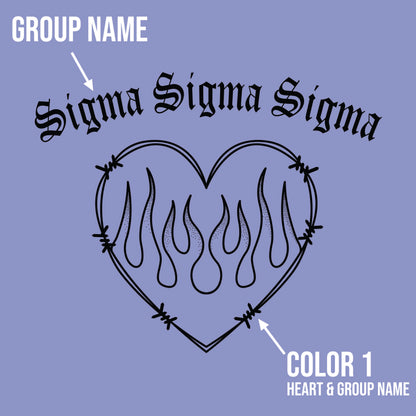 Printed Flame Heart Design - DTG