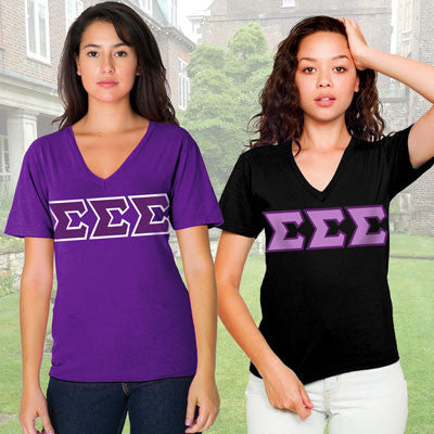 Sigma Sigma Sigma Sorority V-Neck Shirt , 2-Pack Bundle Deal - TWILL