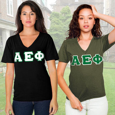 Alpha Epsilon Phi Sorority V-Neck Shirt , 2-Pack Bundle Deal - TWILL