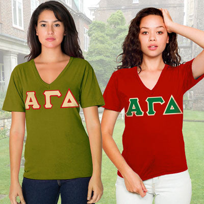 Alpha Gamma Delta Sorority V-Neck Shirt , 2-Pack Bundle Deal - TWILL