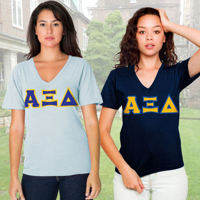 Alpha Xi Delta Sorority V-Neck Shirt , 2-Pack Bundle Deal - TWILL